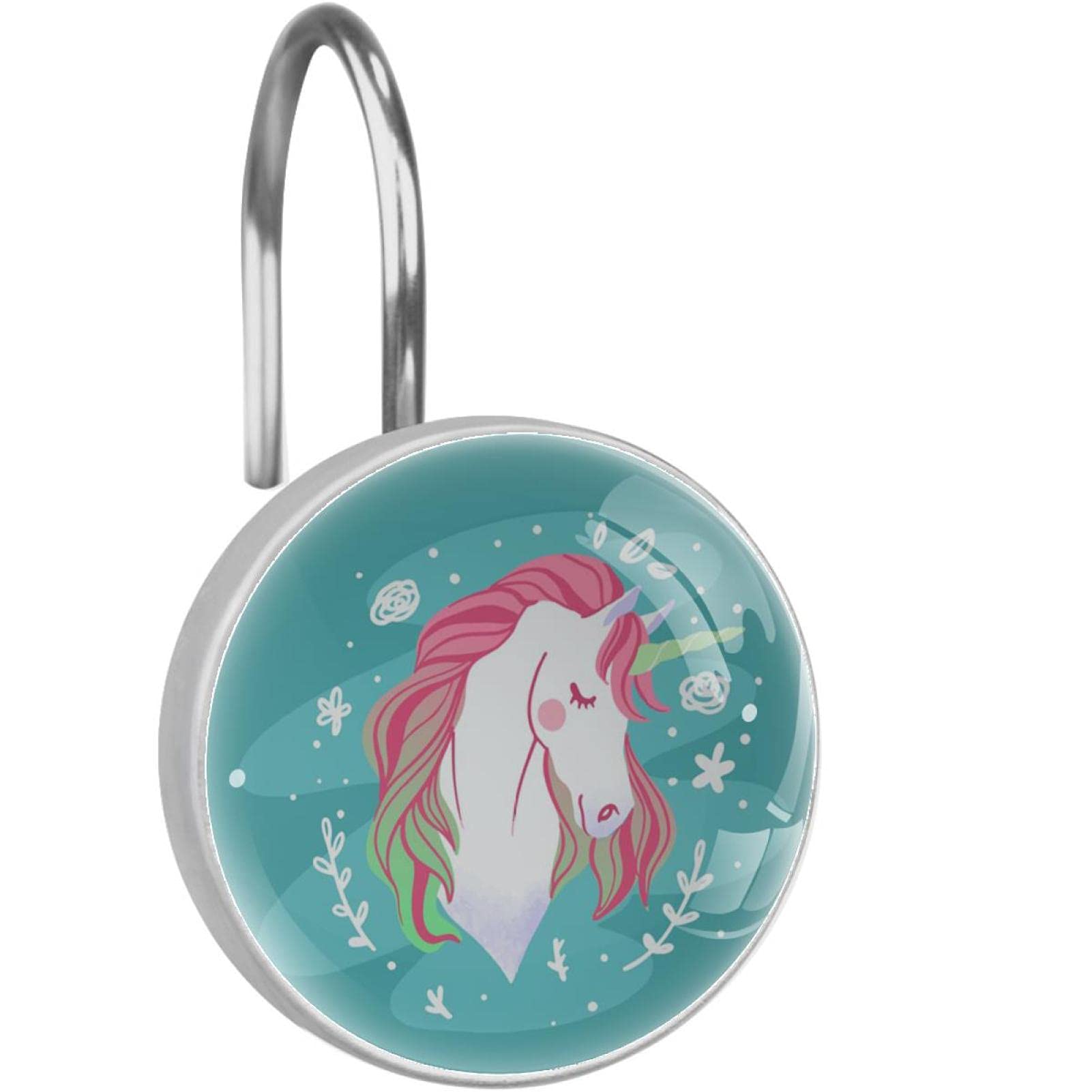 Anneaux tringle de douche licorne durables en acier inoxydable poli