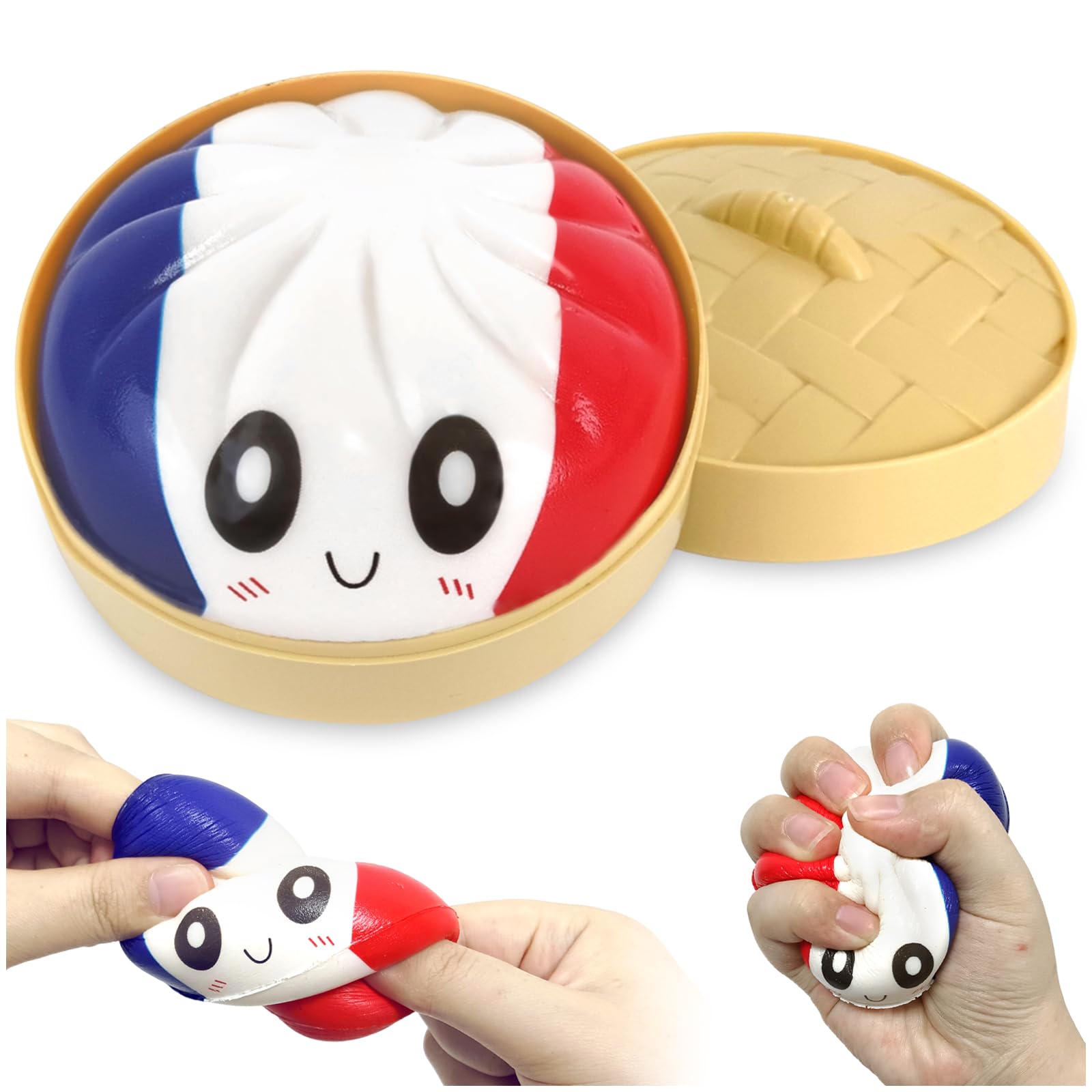 3 PCS Dumpling Squishy con Cestillos para Vapor, Squishy Grande de Lento Retorno con Caras Divertidas, Juguetes Anti estrés para Niños y Adultos, Regalo Cumpleaños Niños Fidget Toy de Decoración 3 PCS Dumpling Squishy con Cestillos para Vapor, Squishy Grande de Lento Retorno con Caras Divertidas, Juguetes Anti estrés para Niños y Adultos, Regalo Cumpleaños Niños Fidget Toy de Decoración