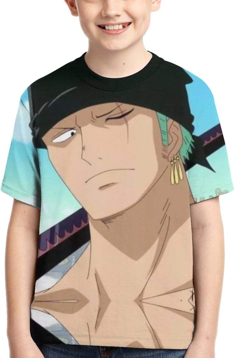 Amazon Com Exv Funny Roronoa Zoro T Shirt For Boys Anime Tee Straw Hat Crew Kids One Piece Shirts For Girls Tee Clothing