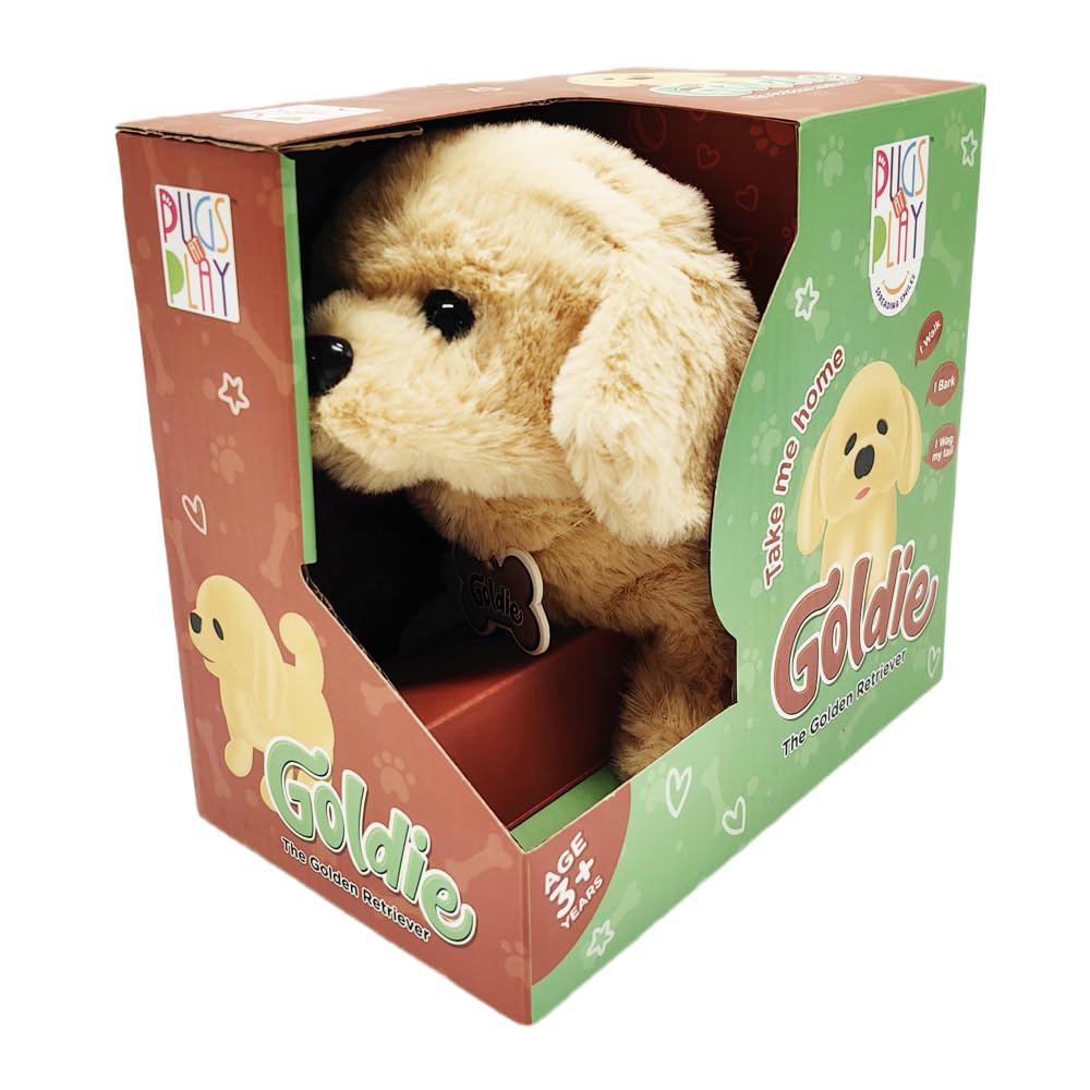 Pugs At Play Goldie Walking Dog Interactive Plush Toy – Soft Electronic Animal That Moves and Makes Sounds, for Toddlers and Kids