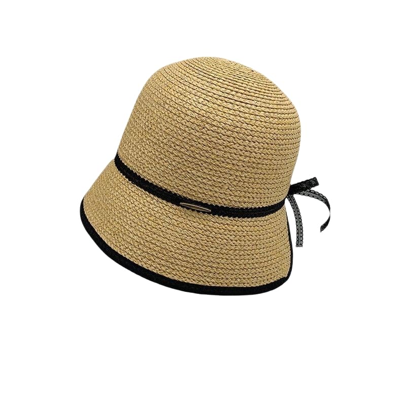 Sombrero de Verano Ajustable para Mujer,de Paja,de ala Ancha,Transpirable y Moderno,con Lazo de Encaje,Ideal para Playa,Exteriores,Vacaciones y Viajes