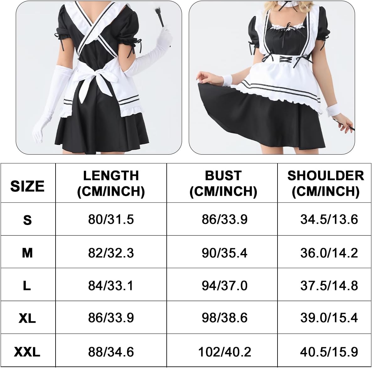 WILDPARTY French Maid Costume Women Anime Cosplay Costume Feather Duster Cat Ear Glove Halloween Lolita Dress 9PCS Accessorie