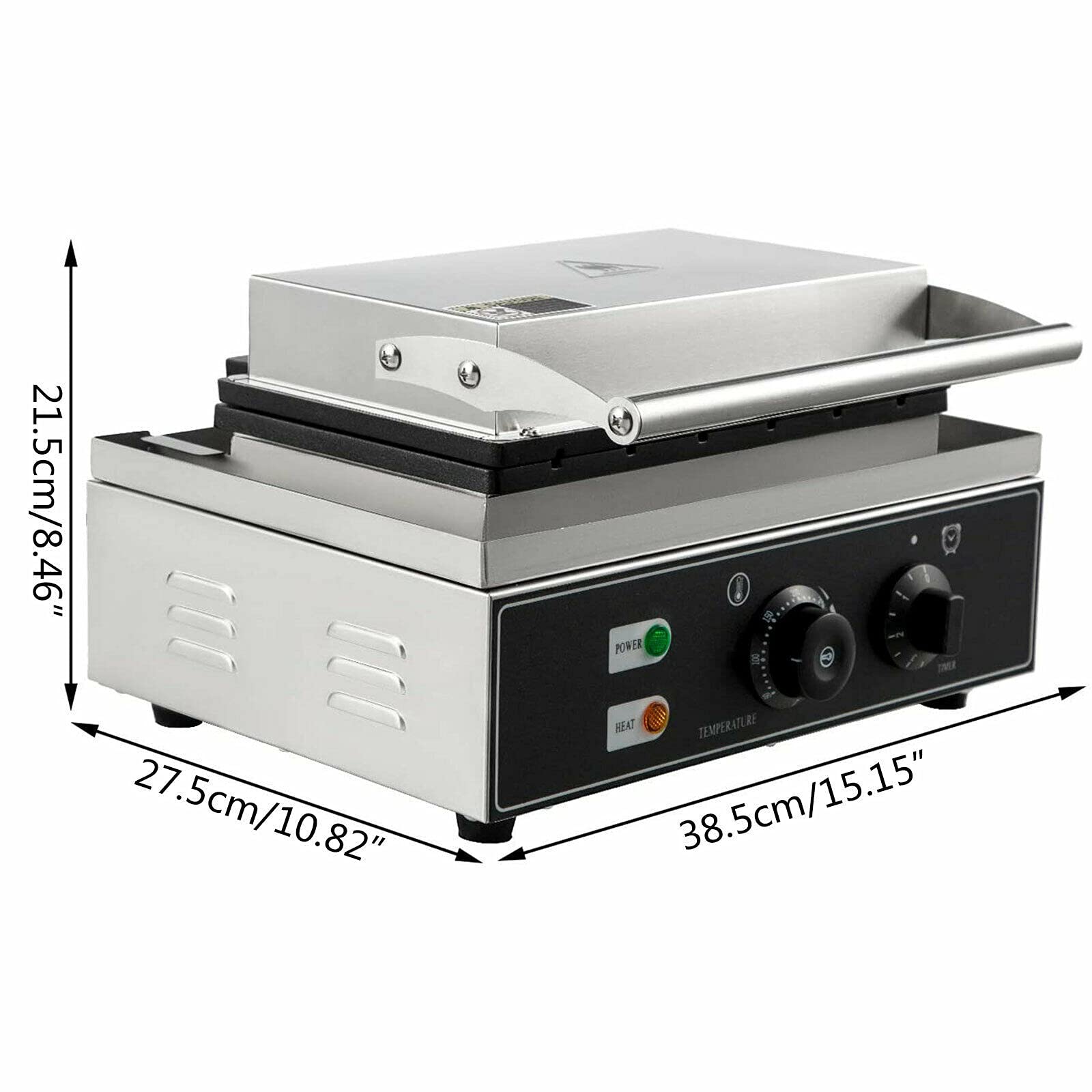 Opiekacz do kanapek, gofrownica, grill elektryczny, kontrola temperatury 1500 W, regulowana temperatura i czas, duża pojemność, szybkie nagrzewanie, patelnia nieprzywierająca