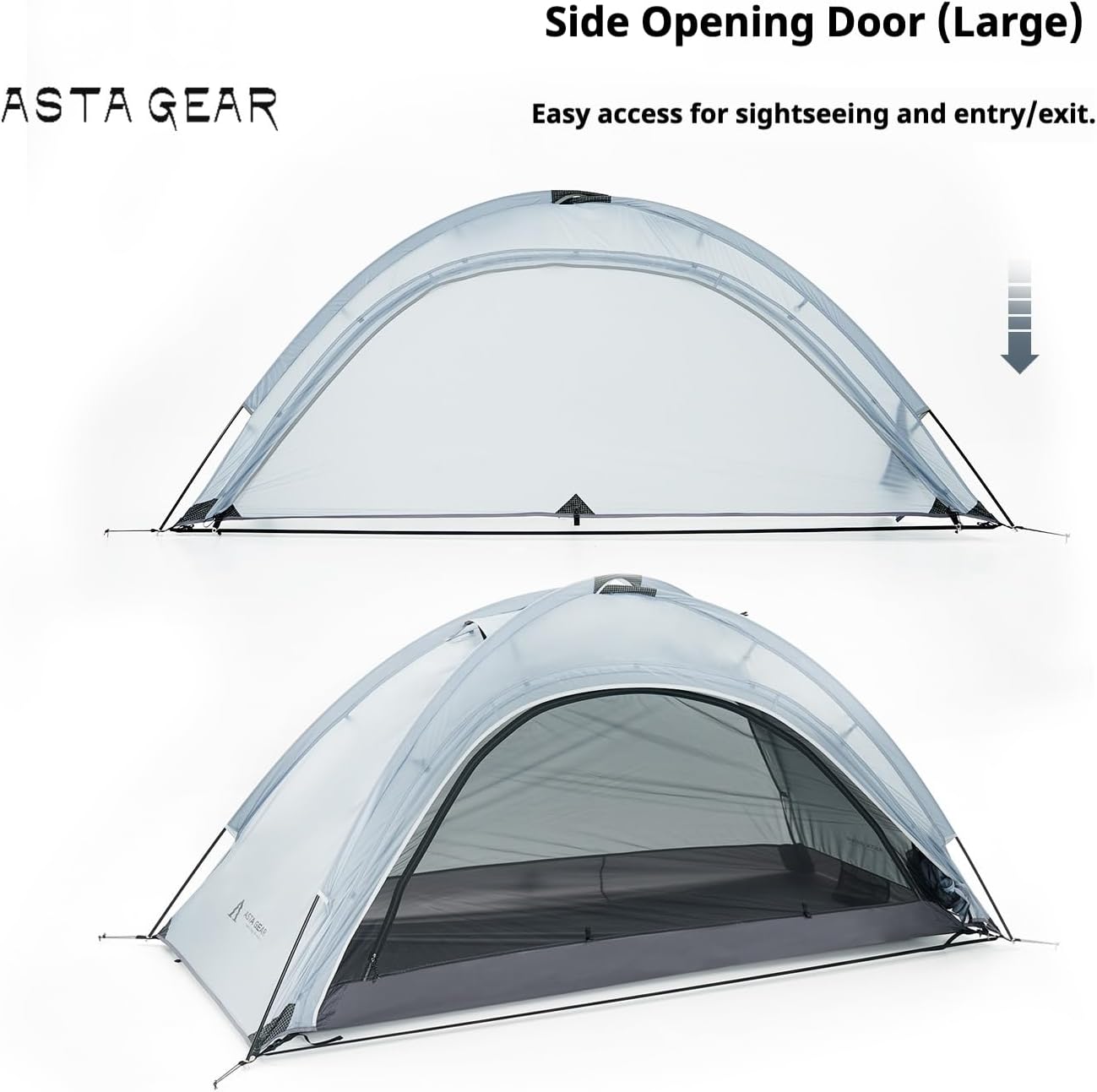 Astagear Yunshan 1-Person Camping Tent,Single-Sided Silicone-Coated Ultralight Tent 15D, Rainproof & Windproof