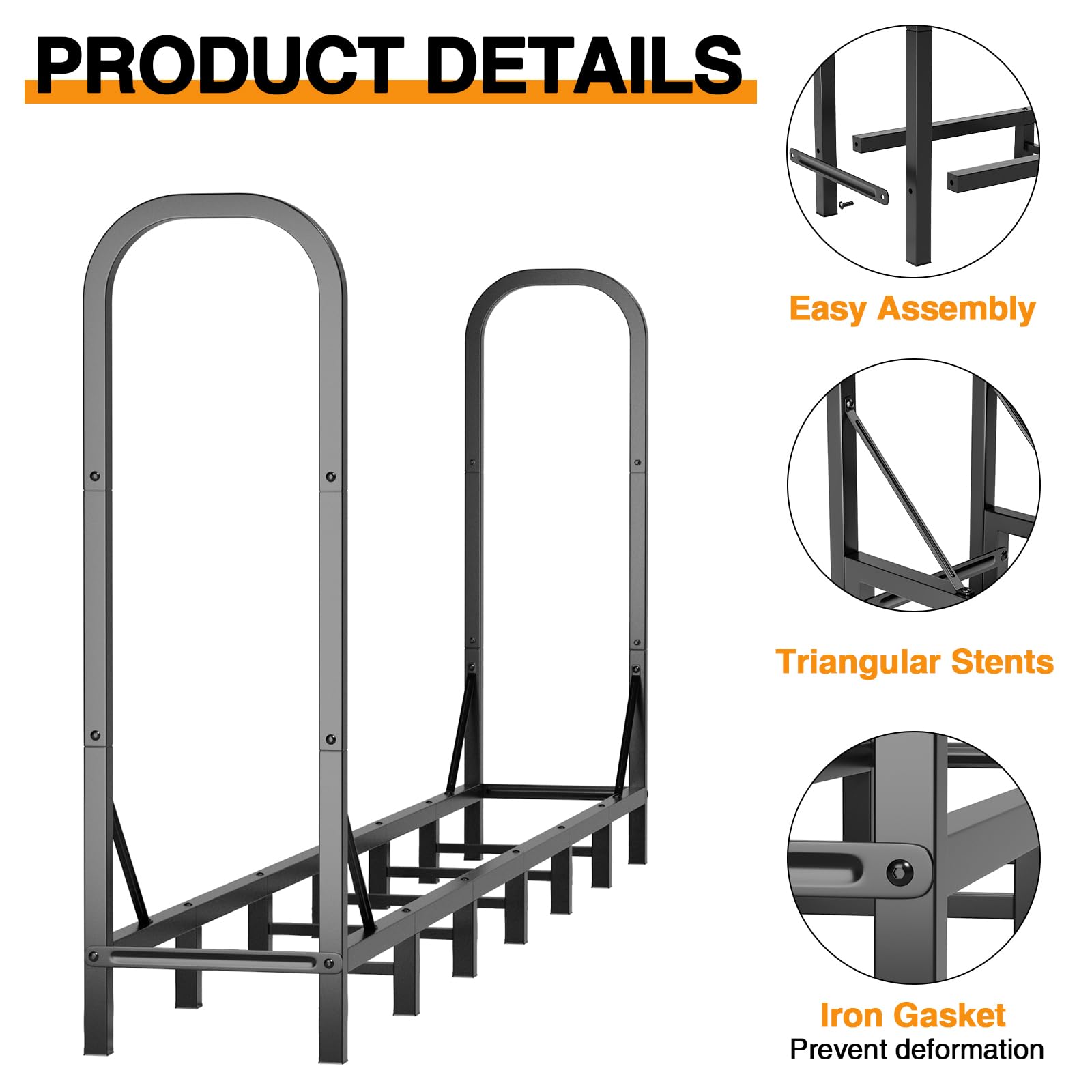 Adjustable Firework Racks Snapklik.com : GREENER 8x4FT Heavy Duty Firewood Rack - Outdoor ...