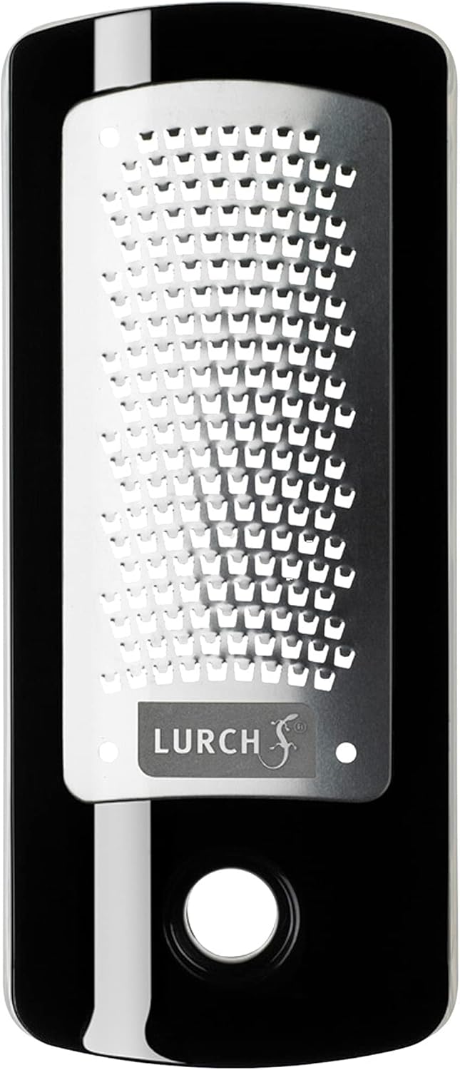 Lurch Germany RazorTech - Mini Nutmeg, Cheese, Spice, Garlic and Ginger Grater - Lemon & Citrus Zester - Stainless Steel Grinder with Food Storage Container - Black