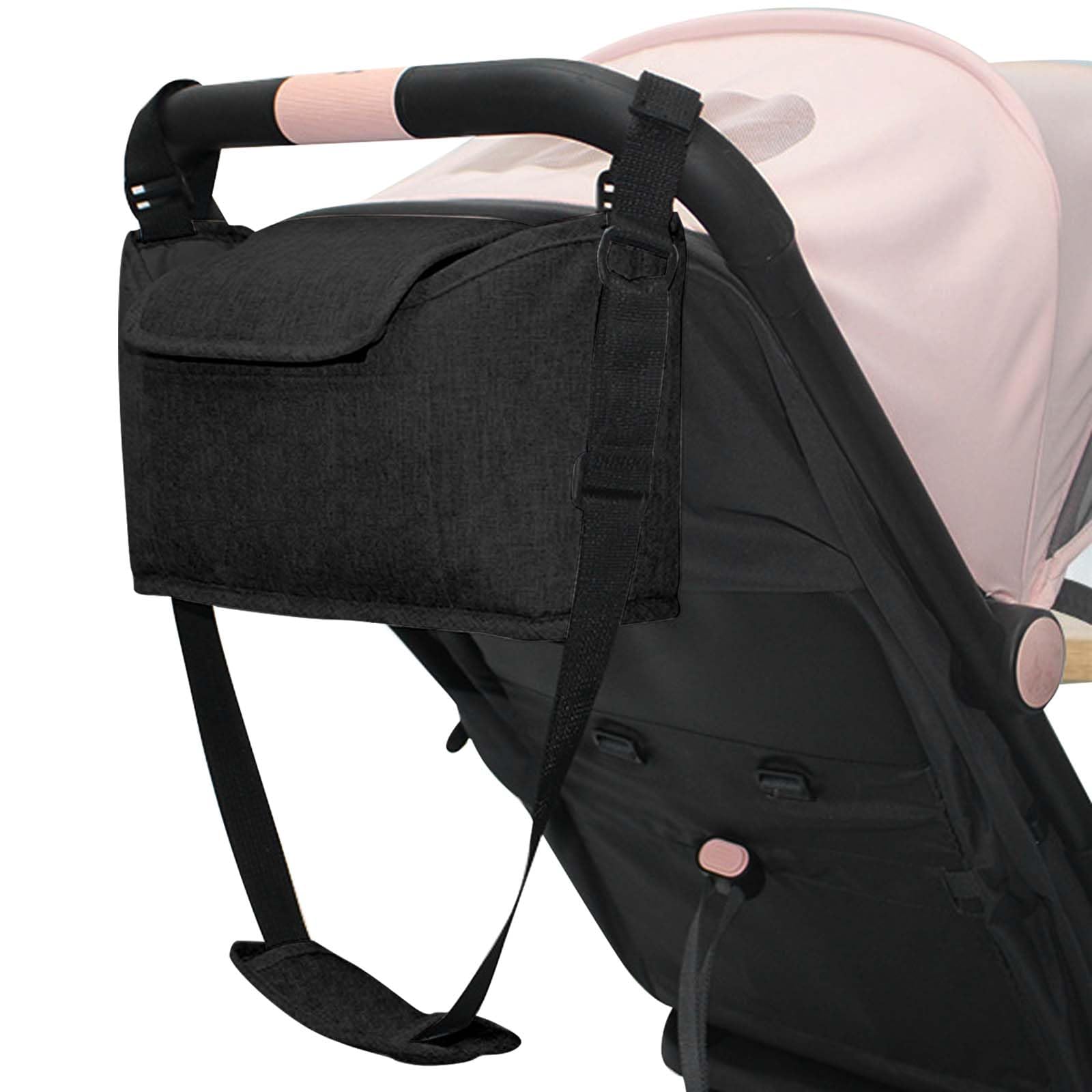 Universal Bolsa Organizadora Para Cochecito, Bolso Carro Bebé con Portavasos Aislado y Correa Para el Hombro, Gran Espacio, Bolsa Organizadora de Cochecitos, Bebé Bolsa de Almacenamiento (Negro)