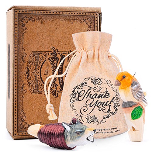 AGREATLIFE 2 Sifflets en Bois Fabriqués à la Main: Excellents Cadeaux pour Les Fêtes à thème Safari - Sifflets Parfaits pour Tout Le Monde  Lot de Deux Sifflets: en Forme de Loup et d'oiseau