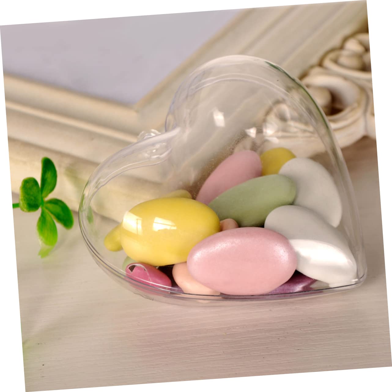 Cabilock 50 Stück Plastikkugel befüllbare Herzkugel Klare Herzornamente zum Basteln Dekoration Weihnachten weihnachtsdeko beleuchtet innen Kunststoff-Herz-Kugel-Ornament Hochzeitsdekoration