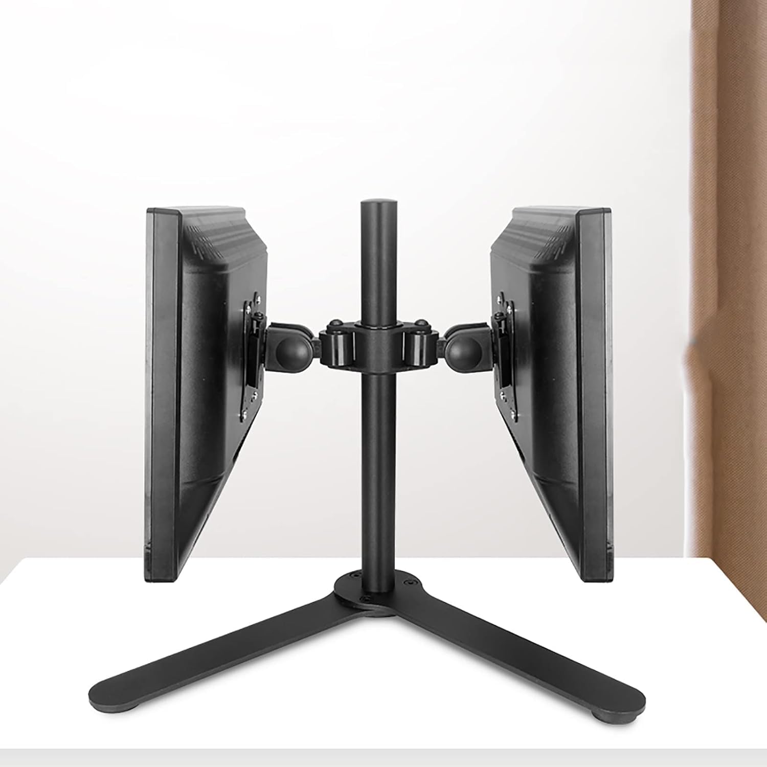 SGKOMN Monitor Arms TV Stand Dual Screen Monitor Desktop Installation Height/Angle Adjustable Independent Steel Mounting Base Suitable for 12-27 Inch Screens