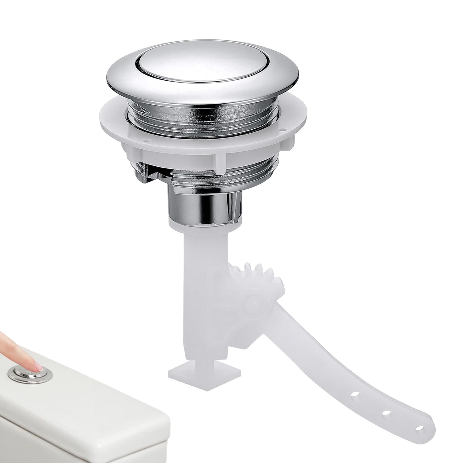 Toilet Flush Button Replacement, Single Flush Push Button for Toilet Flush Systems Compatible with 4.7 cm Models, Double Press Toilets Push Buttons Flush Replacement Kit for Bathroom Toilet Repair