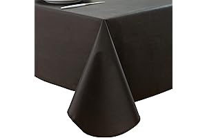 LIBERECOO Black 60x84 Inch Stain-Resistant Vinyl Tablecloth with Flannel Backing