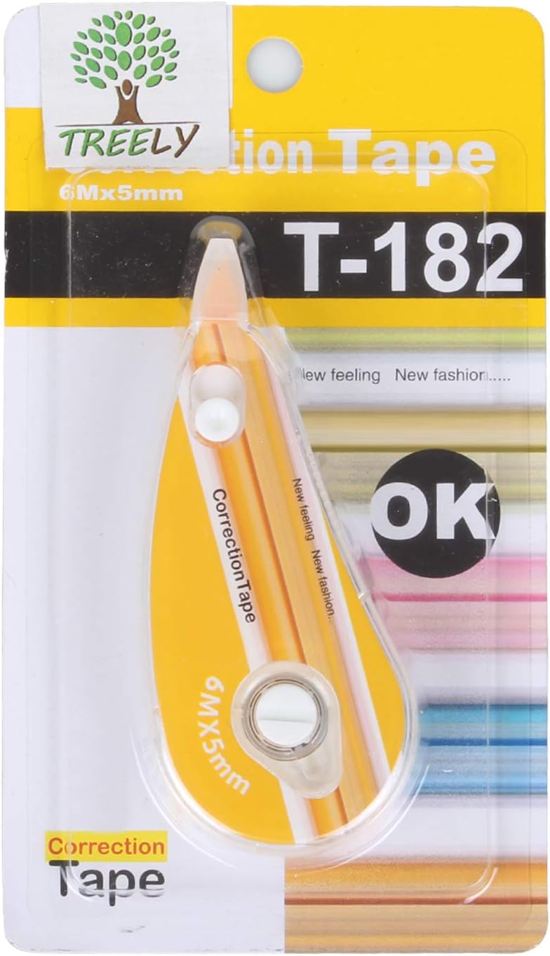 TREELY Easy Eco - Friendly White Correction Tape Roller 6m X 5mm Transparent Sticker For Office, Pack of 1