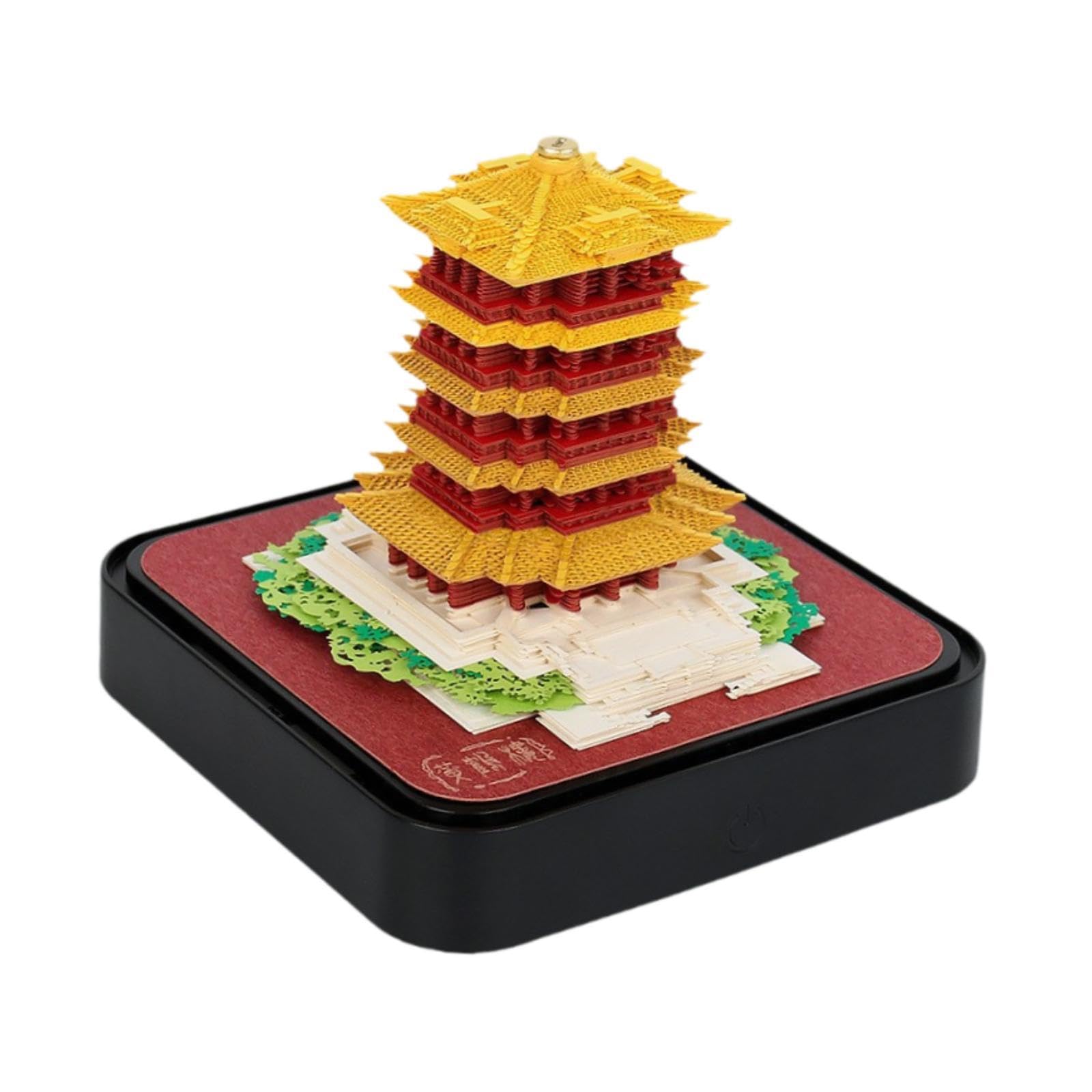 Tischkalender 2025 3D Papier Gravur Kalendarium mit Licht Und Kreativer Acrylbox Als Ornament für Schreibtisch Memo Dekoration für Büro Wohnzimmer Sch, Turm