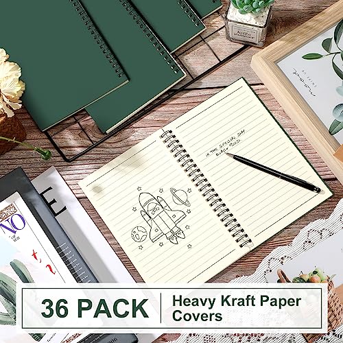 Image of Yahenda 36 Pcs Spiral Notebooks,1 Subject,Wide Ruled, Deep Green