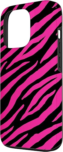 Miniatura 2 de Funda para iPhone 13 Pro, diseño de rayas de cebra rosa y negro para mujeres y niñas