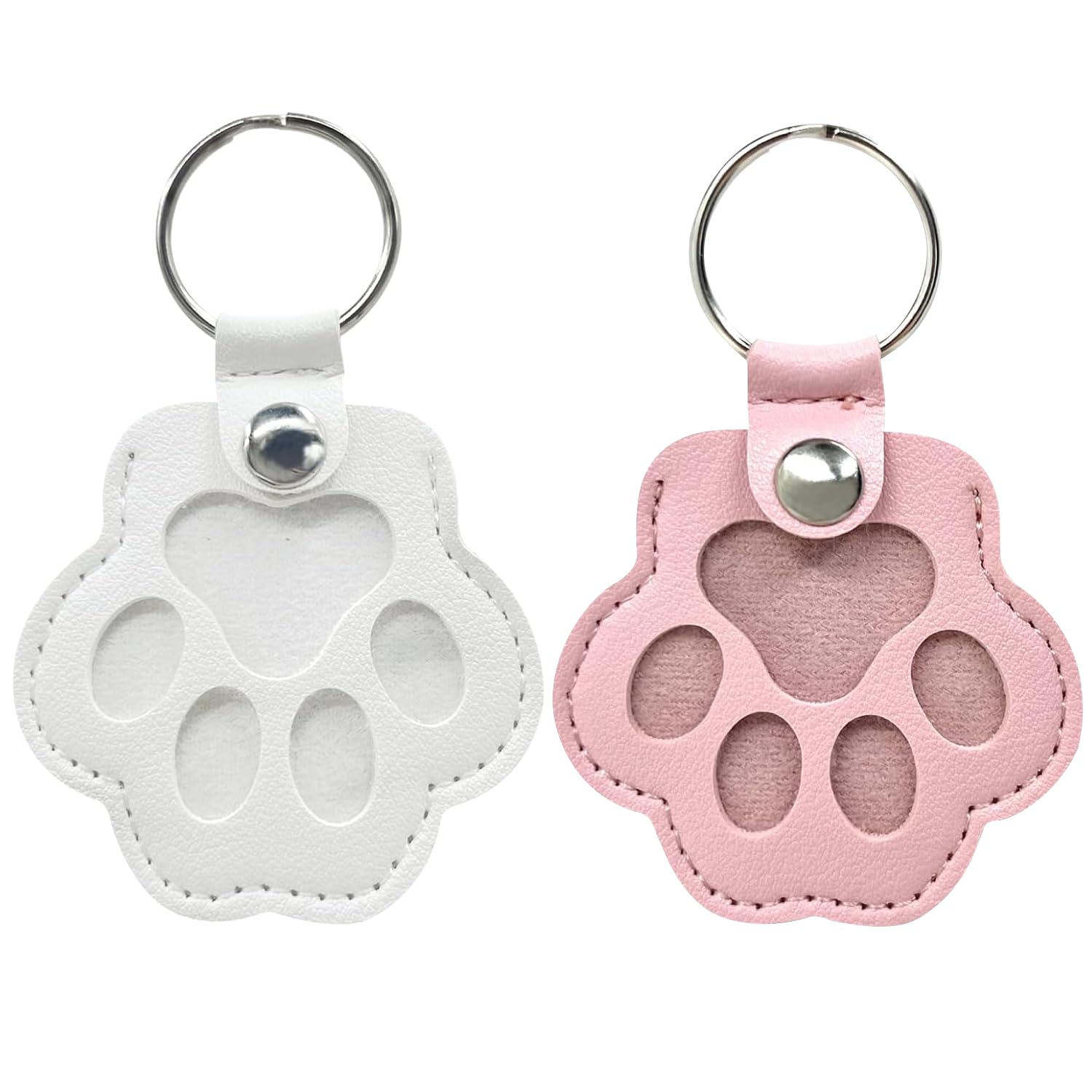 KAWAAN 2 Pezzi Portachiavi Commemorativo per Animali Domestici, Portachiavi in Pelle, Scatola Ricordo Peli Animali Domestici, Ciondolo Commemorativo con Zampa Animale, Rosa + Bianco