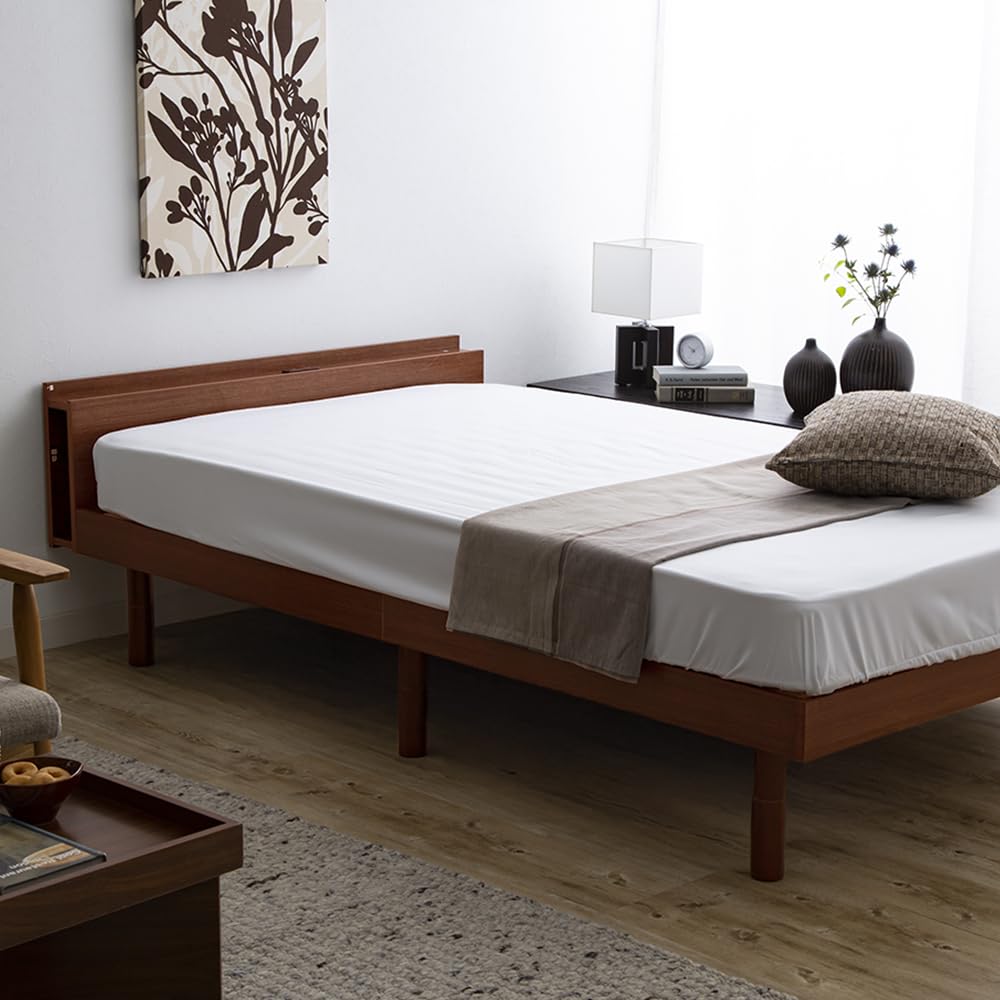 Amazon.co.jp: アイリスプラザ ベッド ベッドフレーム 棚付き 2口  