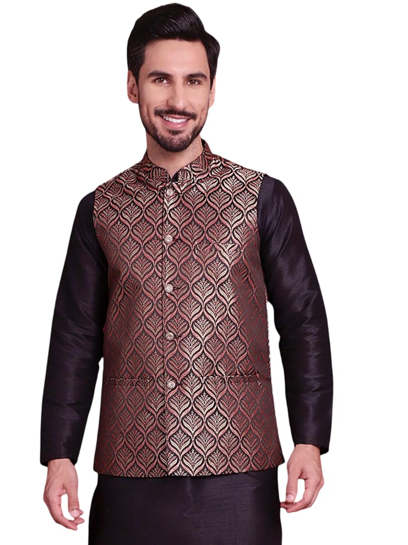 jompers Woven Design Nehru Jacket (Maroon, XXL)-picture-28