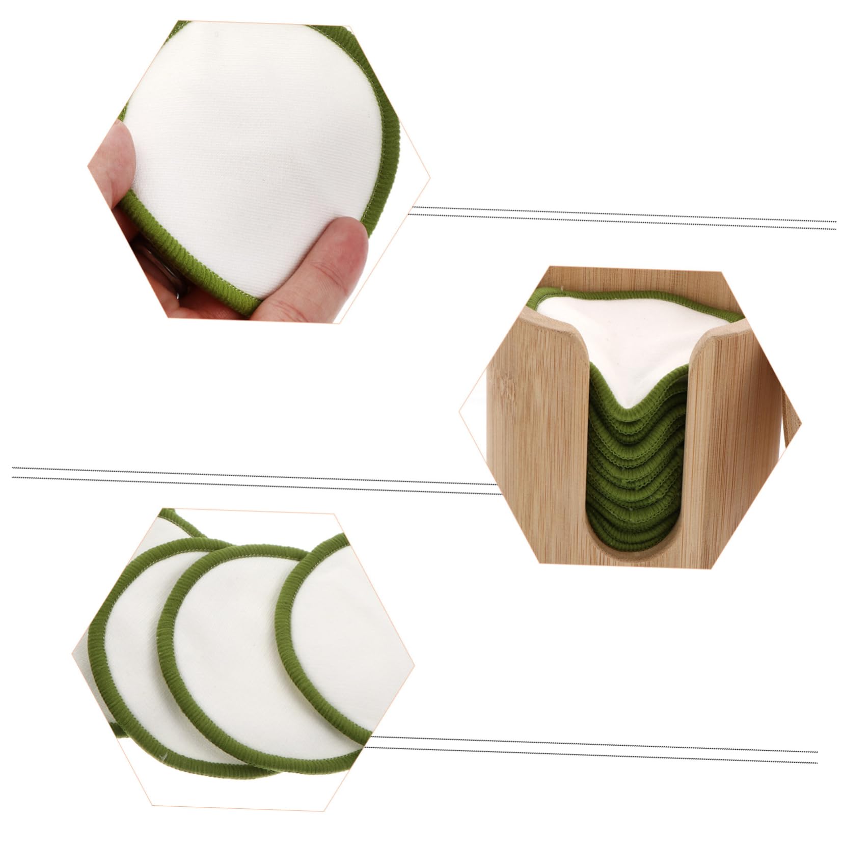 Dischetti Struccanti Riutilizzabili 18 Pezzi in Fibra di Bambù Verde | Kit Supporto e Borsa, per Viaggio e Campeggio, Lavabili, Delicati sulla Pelle del Viso