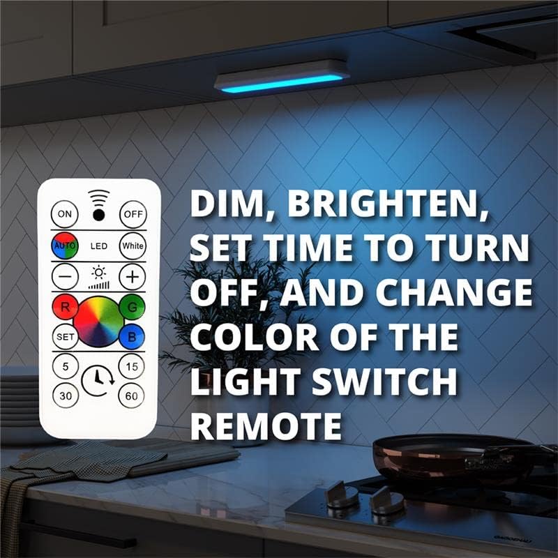 Infrared remote control for the Ecolight LED Bar Light, showing buttons for power, color selection, dimming, and timer functions.