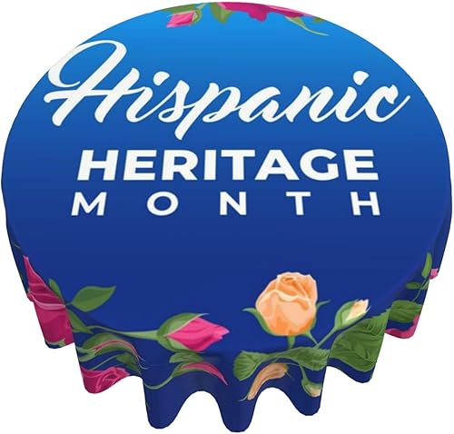 Miniatura 3 de ZGVDVZ Mantel redondo del mes de la herencia hispana nacional, lavable, resistente al agua, de poliéster, para fiestas, banquetes, comedor, 60