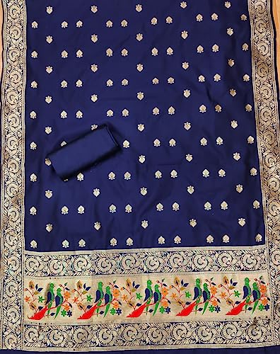 Image of Pandadi Women's Banarasi Paithani Woven Design Dress Material