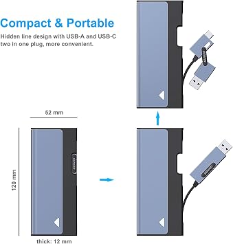BENFEI M.2 NVME SSD Enclosure, 10Gbps USB Type-C/Type-A to NVME PCI-E Conversion Case, Supports M-Key/B+M Key for Solid State Drive, Support UASP, Trim, Support 2230, 2242, 2260, 2280 SSD