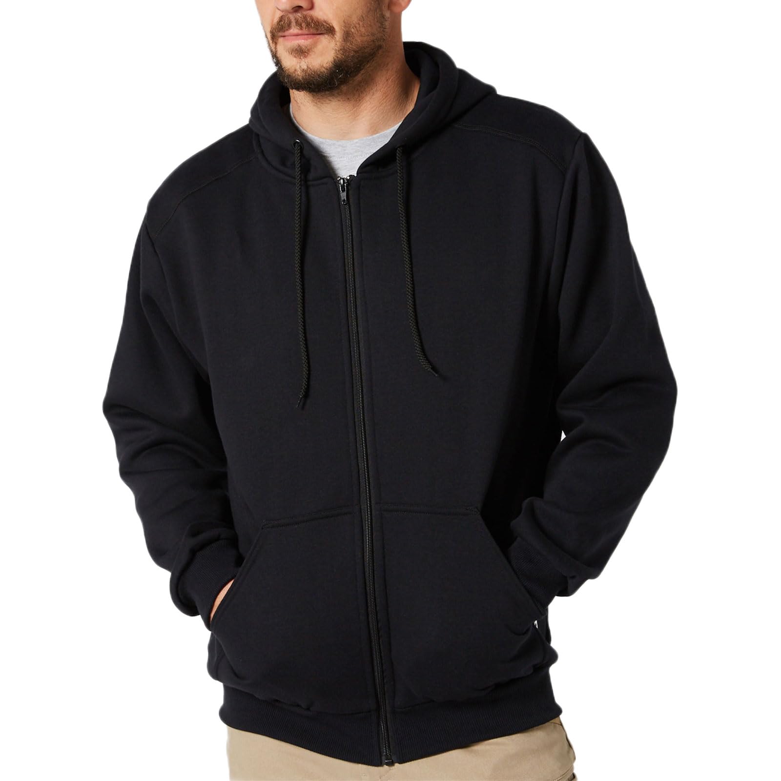 Mlgaril Black Mens Zip Up Hoodie Long Sleeve Fleece Full-zip 