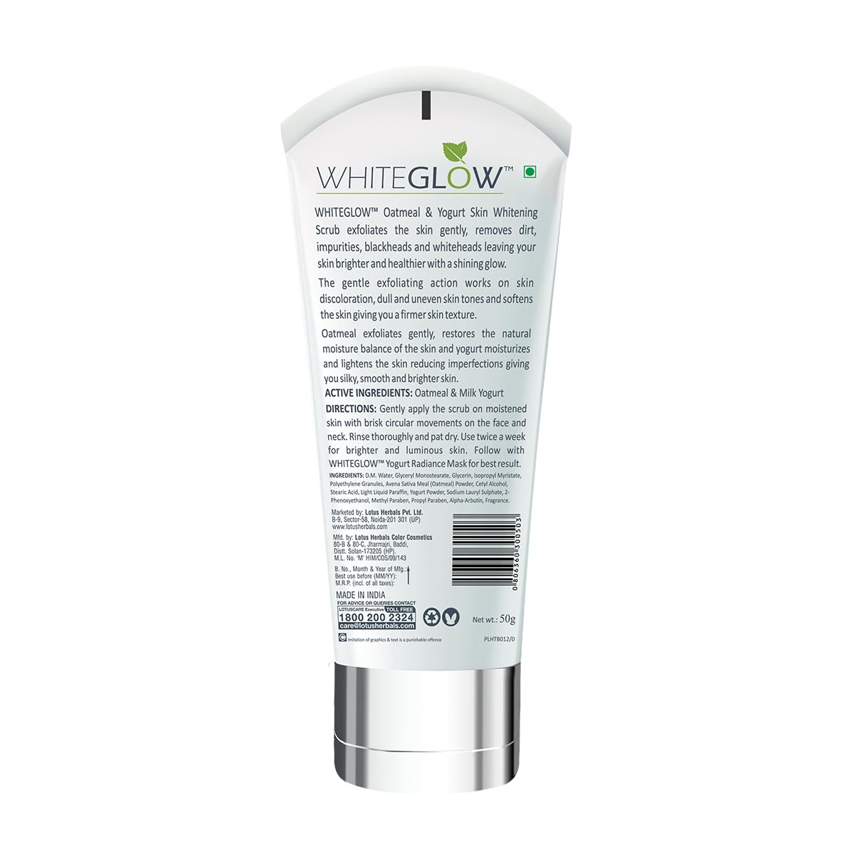 Lotus Herbals Whiteglow Oatmeal and Yogurt Skin Scrub | Oatmeal and Milk Yogurt | 50g - Image 2 thumbnail