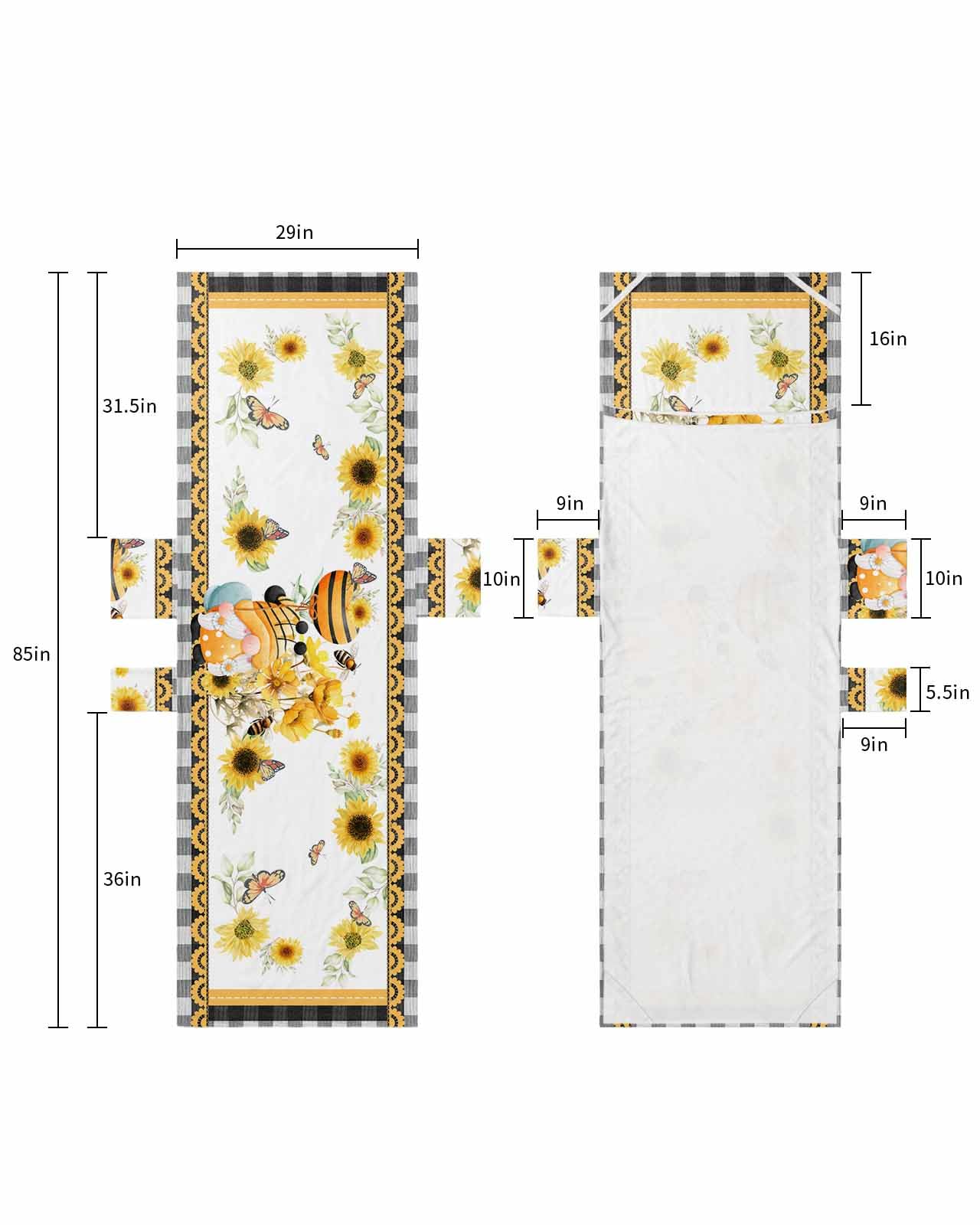 Floral Gnomes Beach Lounge Chair Towel Cover, Soft Chaise Lounge Towel with Side Pockets Patio Pool Chairs Cover for Beach/Pool Sunbathing 29x85 White Summer Bee Spring Eucalyptus Checkered