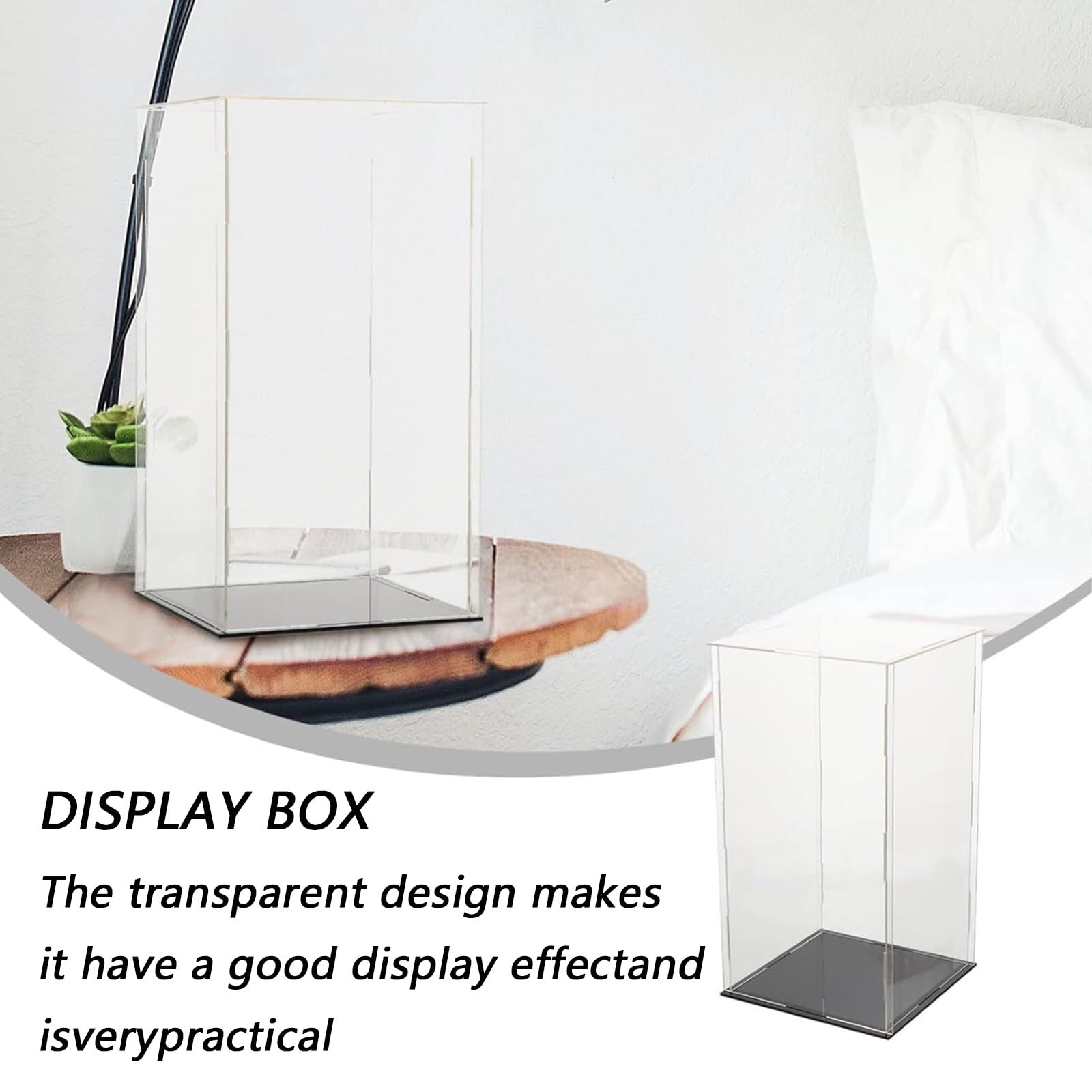 Cajas De Metacrilato Vitrina De Acrílico Transparente, Caja Organizadora para Encimera, Soporte Organizador A Prueba De Polvo con Base Negra, para Muñecas Y Figuras(H30cm,LxW 30x30cm)
