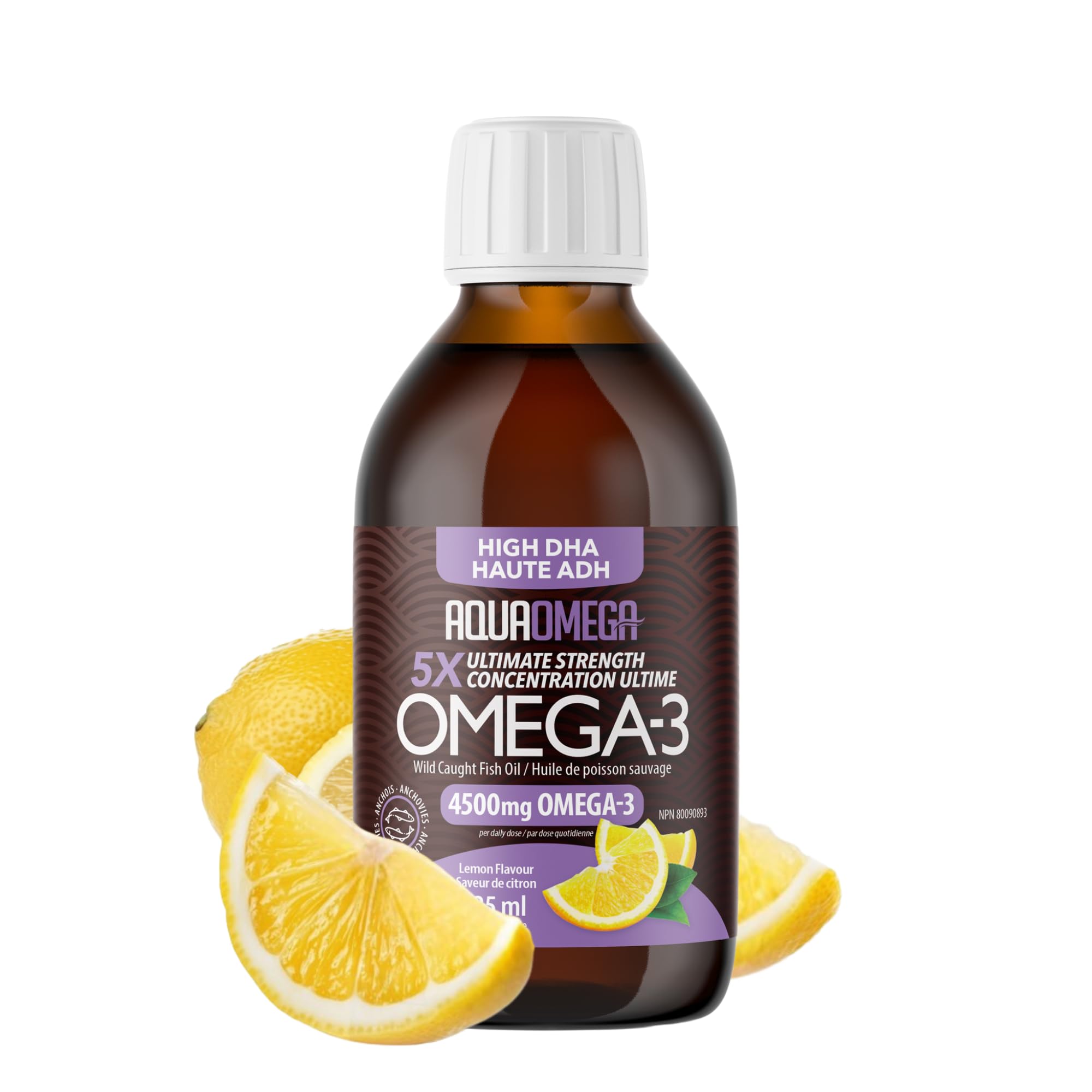 - 5X Ultimate Strength Omega 3 Fish Oil Liquid with Vitamin D, Burpless Liquid Fish Oil Supplements with High DHA and EPA Omega 3 Fatty Acid Supplements, 7.60 floz, Lemon Flavor