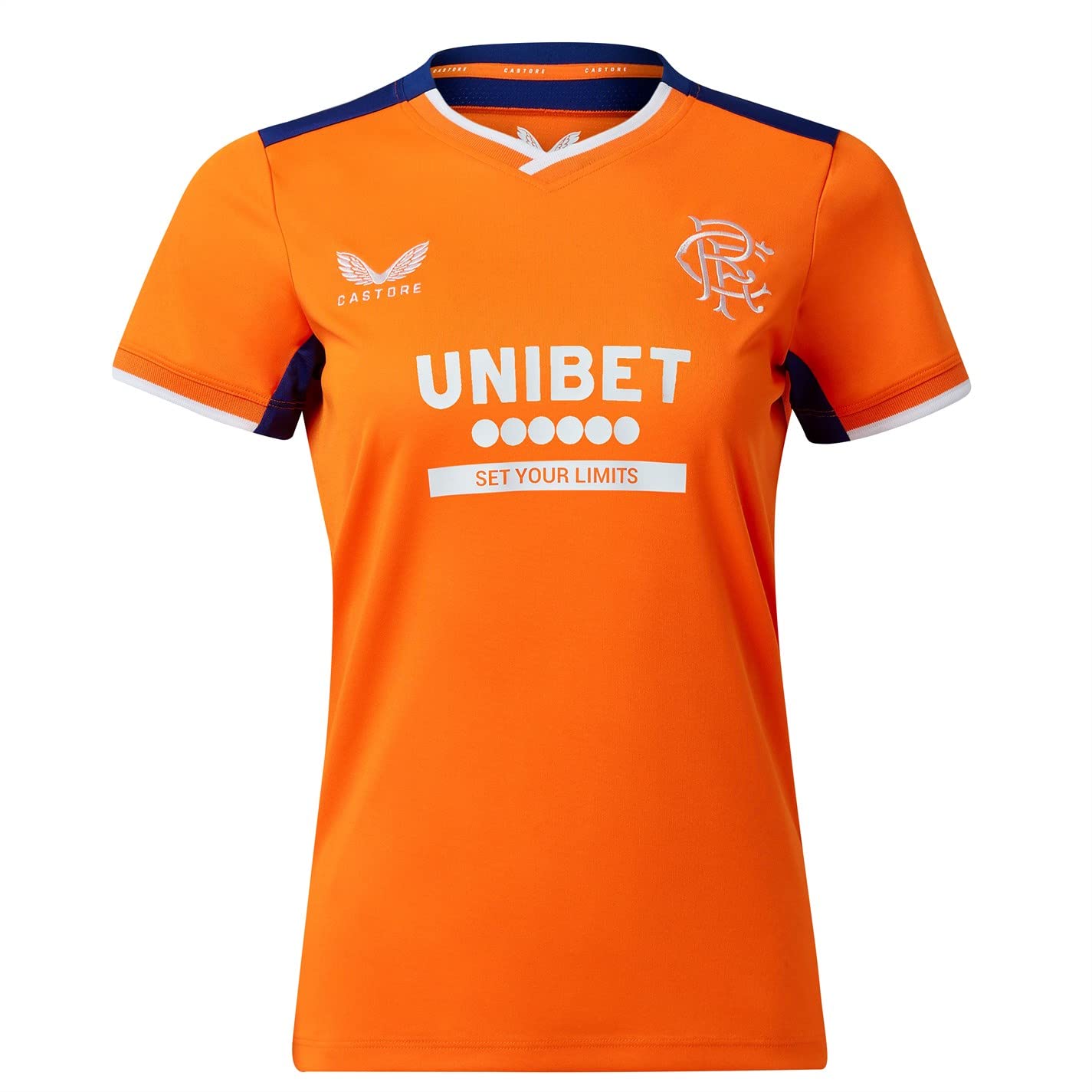 Castore Womens Rangers Third Shirt 2022 2023 Orange/Navy Blue M