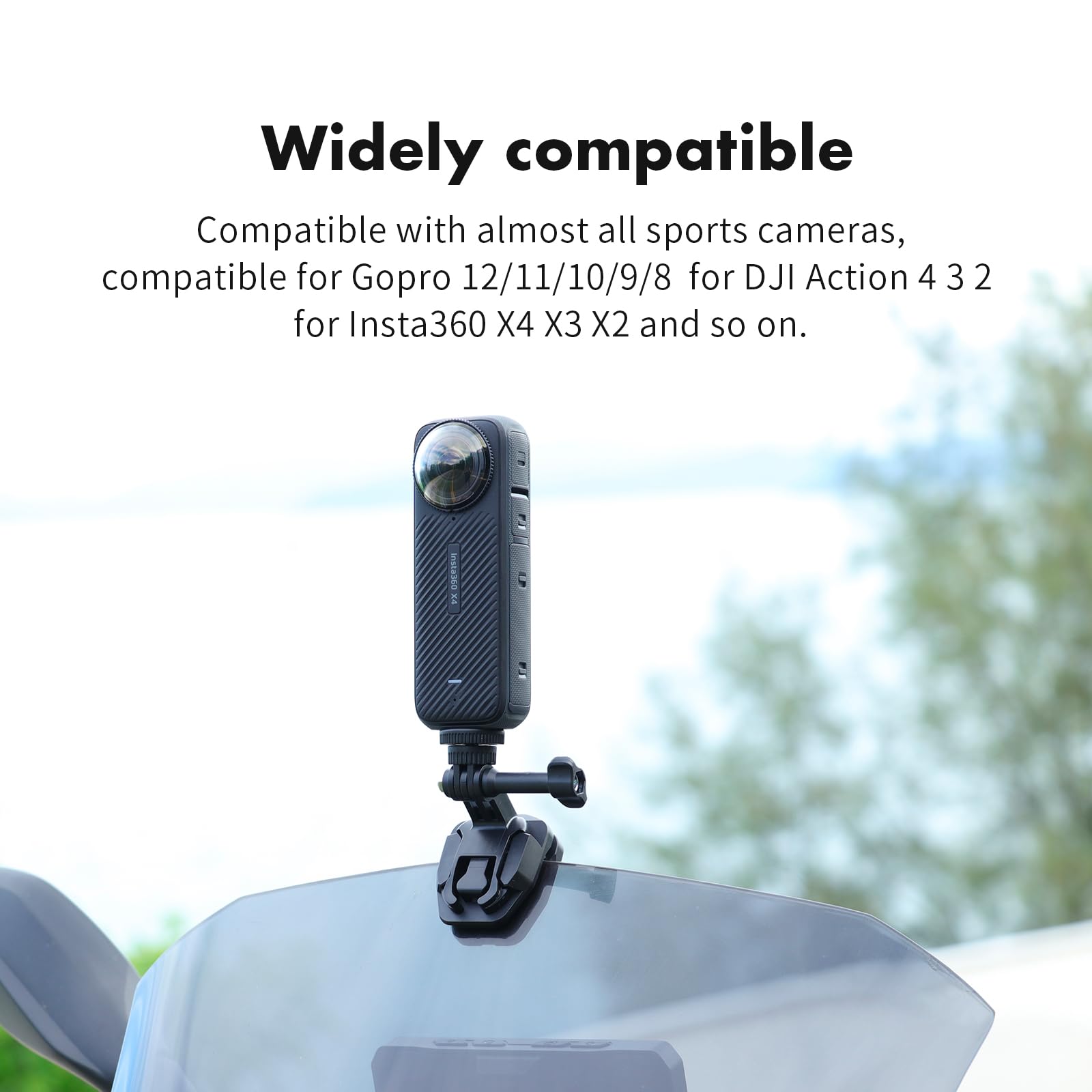 Gopro Hero Pince Fixation Pare-Brise Moto SEASKY M1 - Alliage Aluminium - Compatible GoPro, DJI, Insta360 - Prise De Vue 3ème Personne Compatible Gopro Dji Insta360