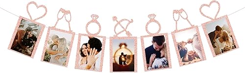 Concico Cartel de fotos para despedida de solterabodacompromisoaniversario fiesta kit suministros decoración (oro rosa)