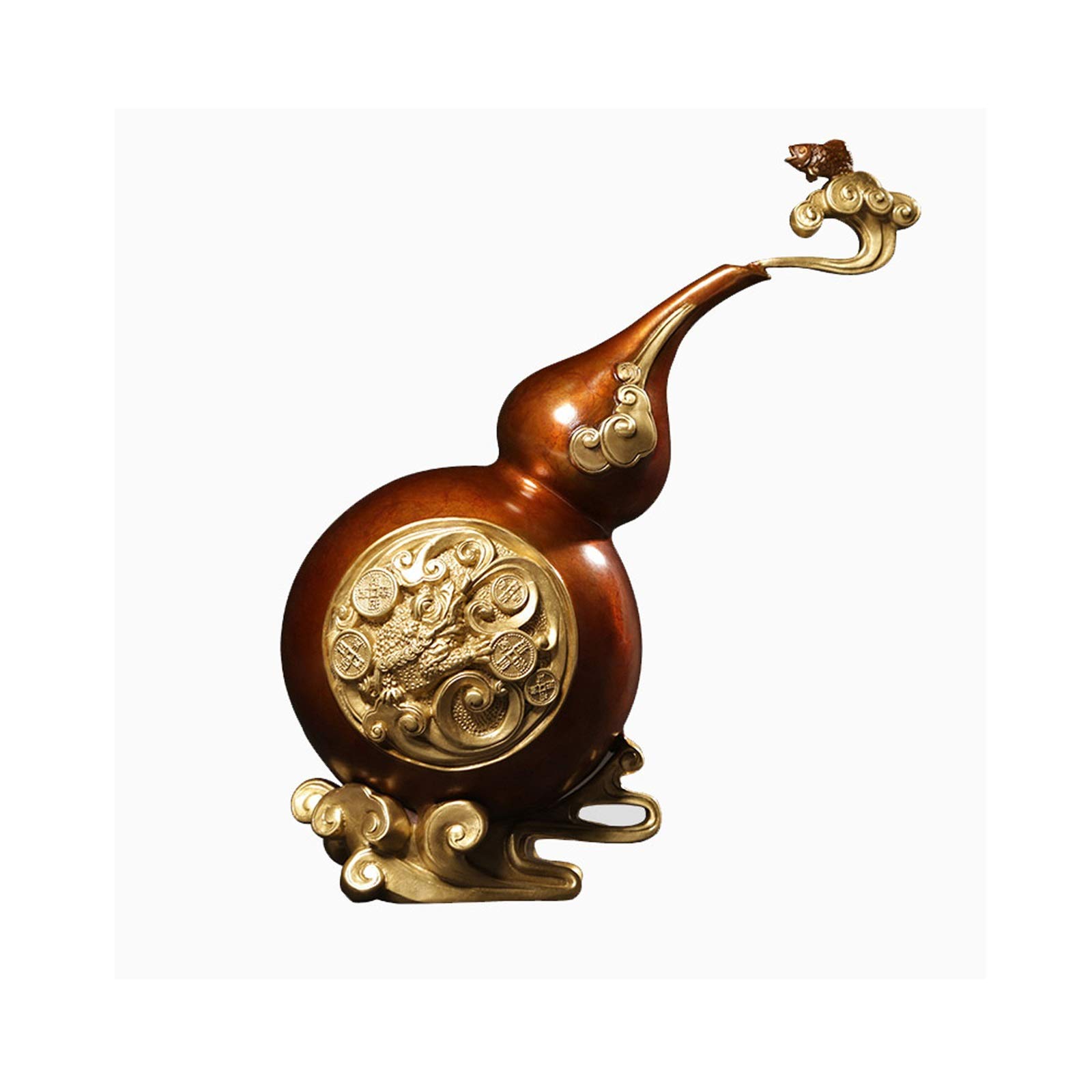 YNIYUJKL Feng Shui Ornaments Gourd Decoration Pure Copper Wu Lou Home Living Room Decoration Office Lucky Crafts Housewarming Gifts Peaceful Statue Creative Figurine Sculptures