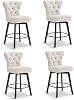 KISLOT Counter Height Barstools 26 inch Upholstered Button Tufted Swivel Bar Stools with Back for Kitchen Island,Set of 2,Beige Fabric