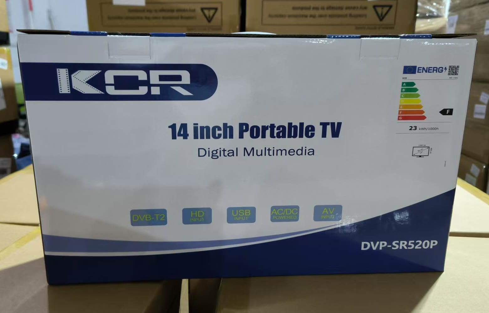 KCR Lecteur DVD portable 15,6 pouces écran LED DVB-T2 batterie rechargeable USB HDMI AV audio
