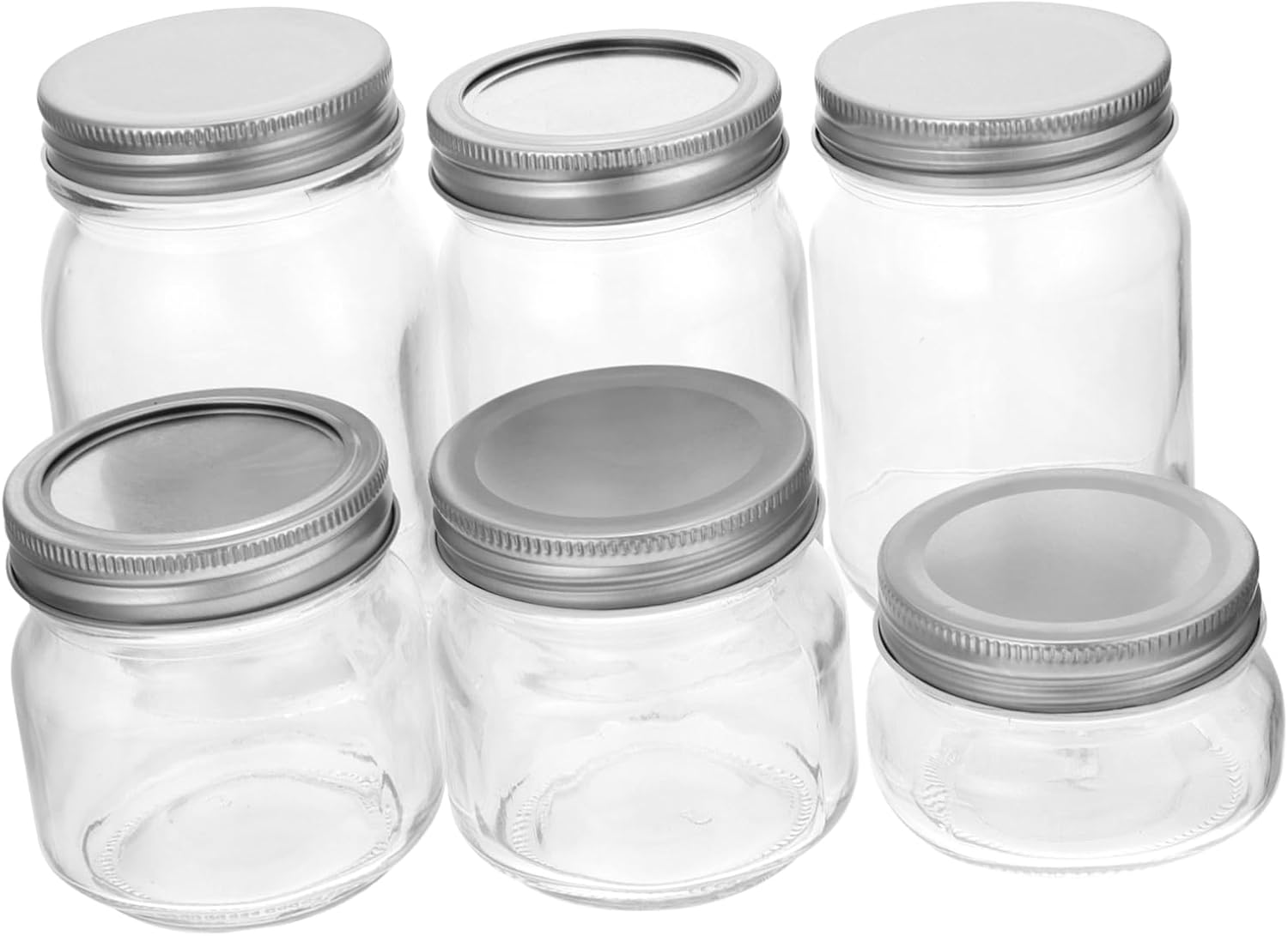 6pcs Sealing Glass Mason Jars Wide Mouth Mason Bottles for Jam Honey Candy Yogurt Reusable Storage Containers