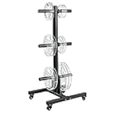 Weight Plate Tree - Heavy Duty 6-Peg Storage Rack Holder for Weight Plates & Barbells, Gym Equipment Organizer