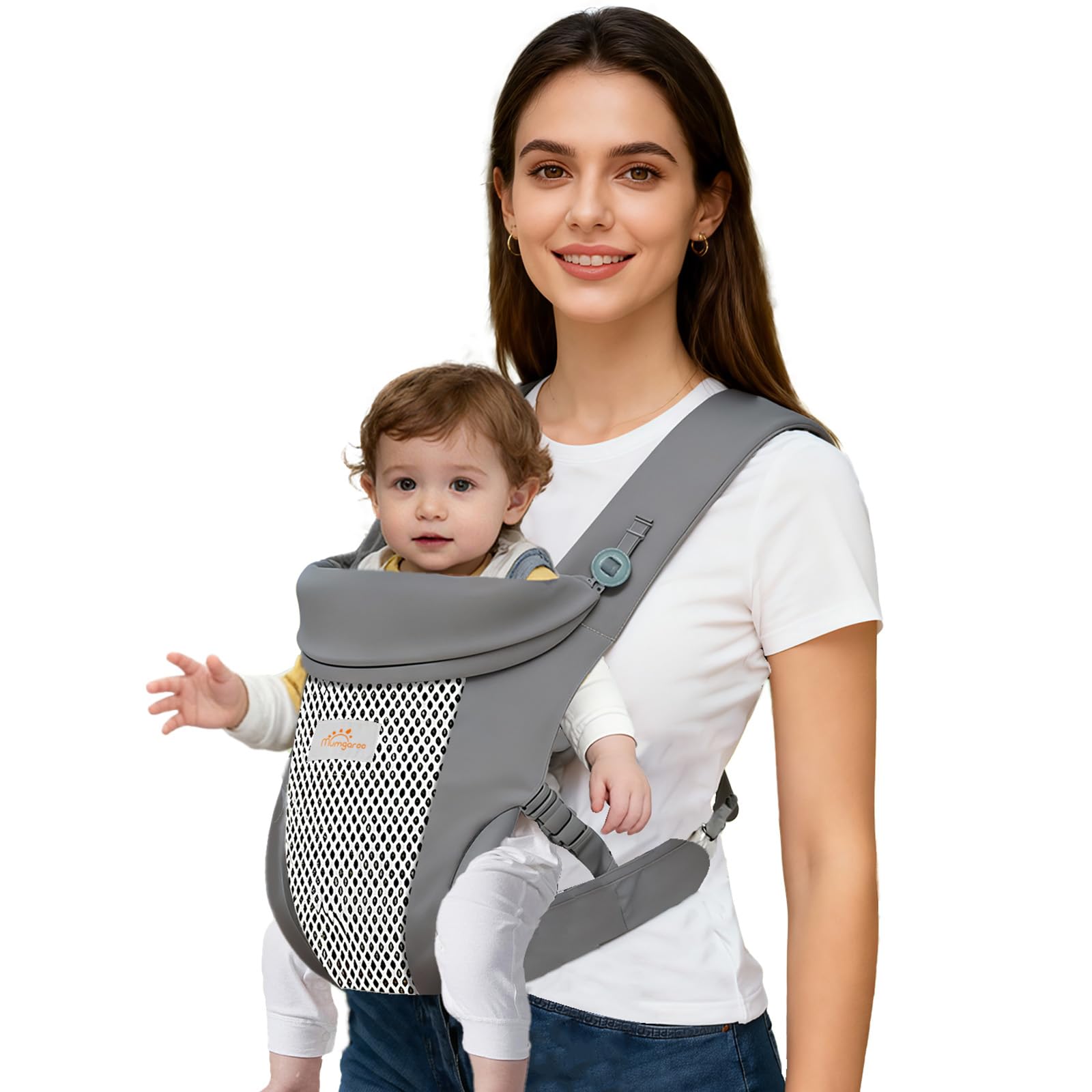 Mumgaroo Baby Carrier, Baby Carriers from Newborn to Toddler, 4 in 1 Air Mesh & Silk Cotton Toddler Carrier