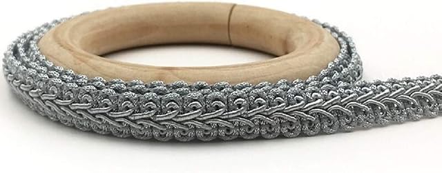 Yalulu 25 Meter Embroidery Braid Twist Fabric Cord Lace Trim Sewing Trimming Edge Craft Decorative Ribbon (Grey)