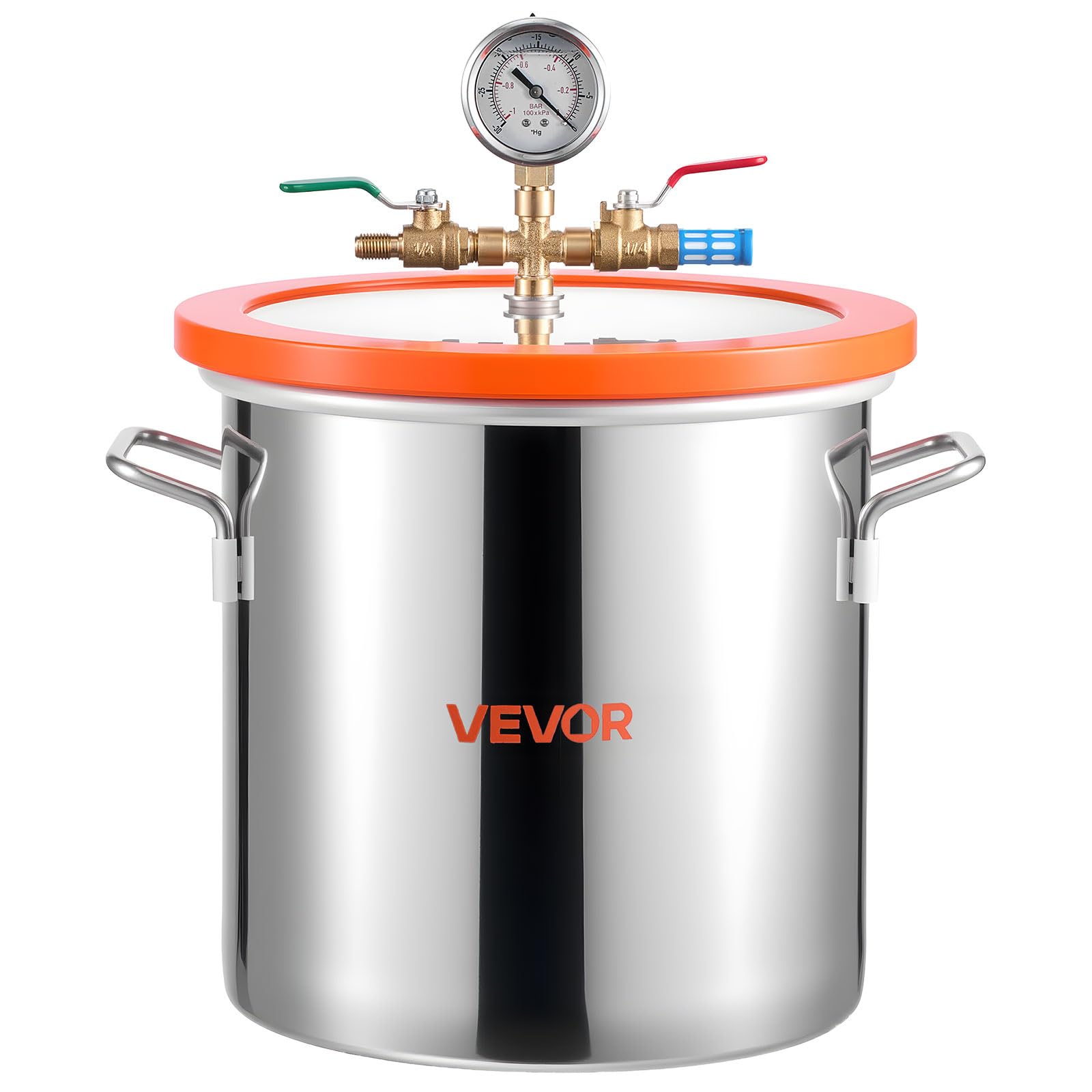 VEVOR Vakuumpumpe mit 11,4 L Vakuumkammer, 3,5 CFM 99 L/min, 1-stufige Unterdruckpumpe 180 W, Vacuum Pump Kit, 1,5 m Schlauch, zur Stabilisierung von Holz und Entgasung von Silikonharz