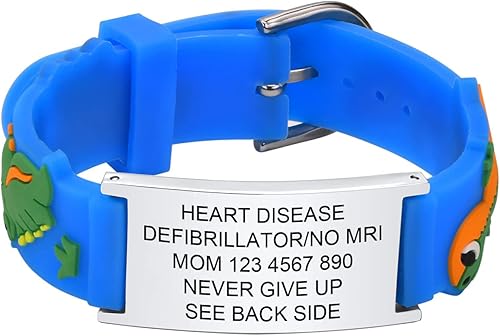 Pulsera de Identificación Médica Personalizada para Niños - Pulsera de Identificación de Silicona Linda para Autismo Alergia Convulsiones con