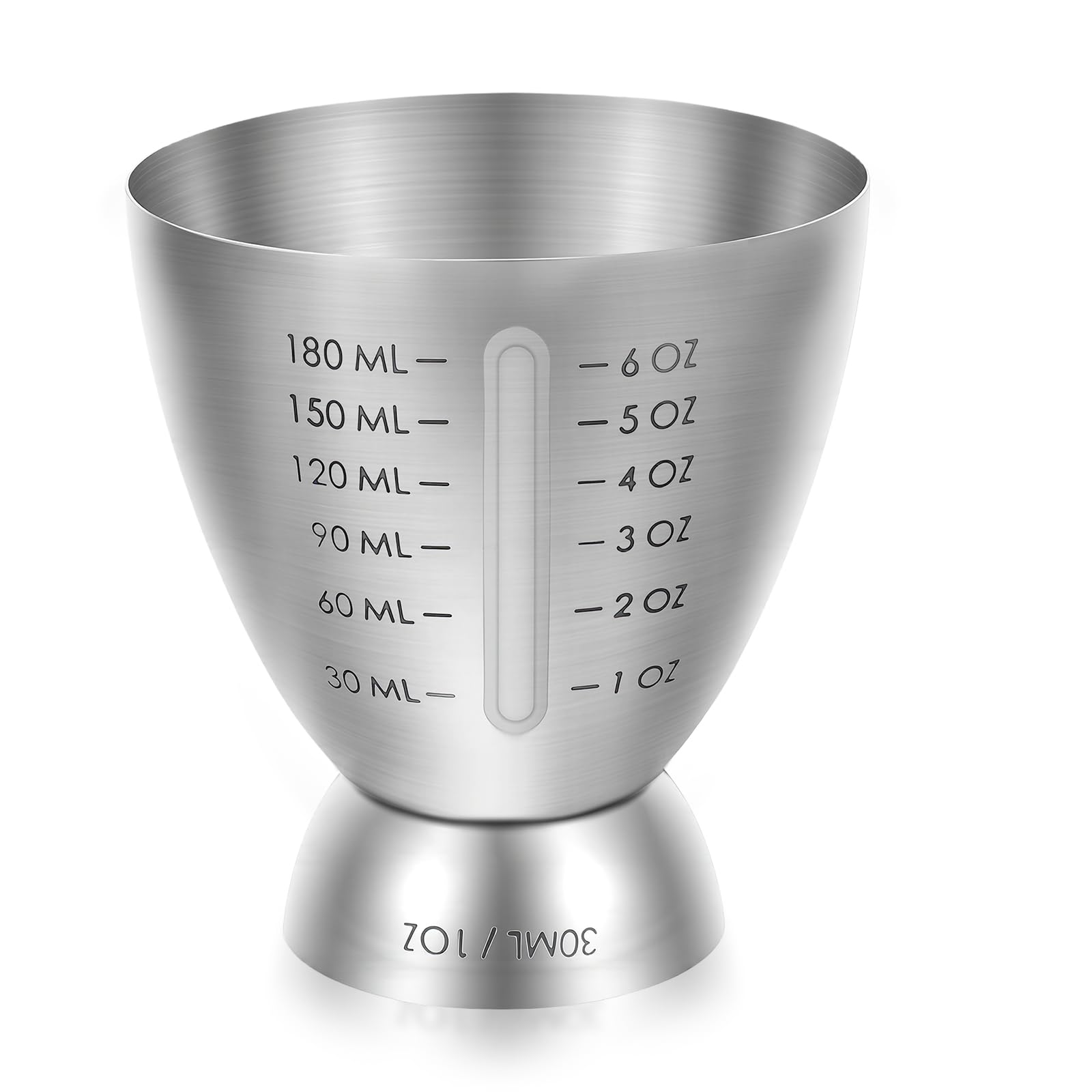 Stainless Steel Jigger with Measurements Inside, ML/OZ Dual Scale Cocktail Measuring Cup 30ml–180ml (1–6 oz), Heavy Duty Bar Tool for Bartending