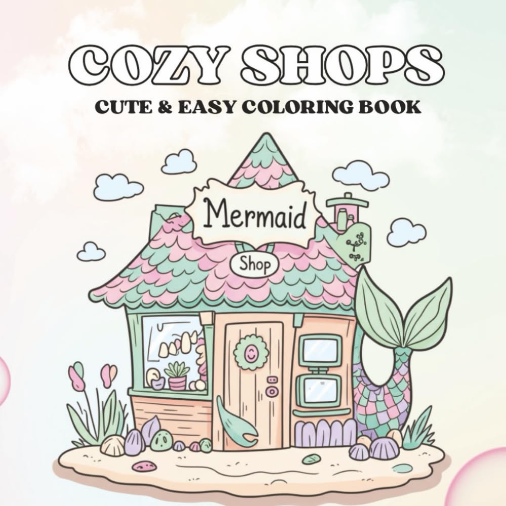 Cozy Shops: Cute & Comfy Coloring Book for Adults and Teens Featuring Adorable Tiny Shop Scenes