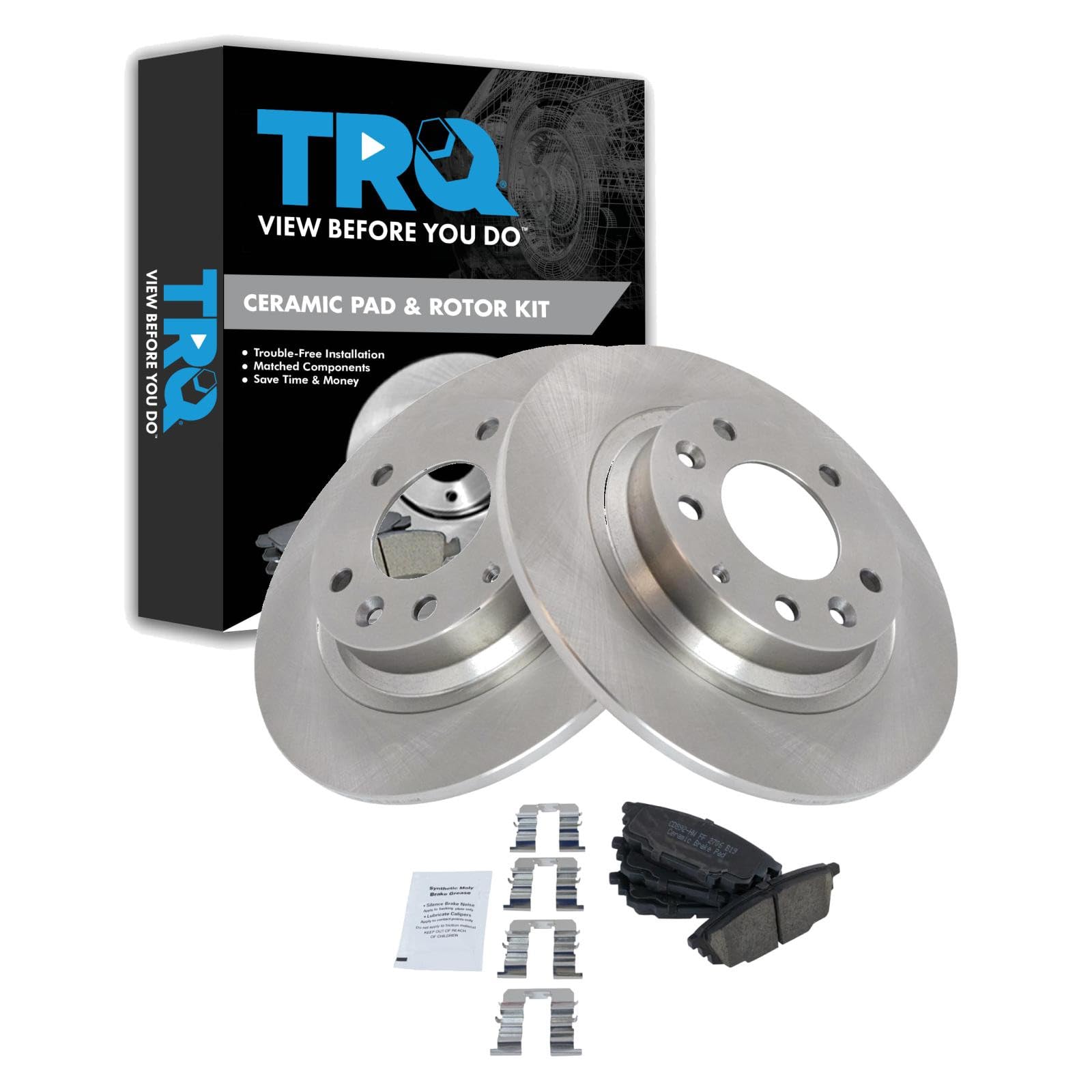 TRQ Rear Brake Pad and Rotor Set Ceramic Compatible with 2003 Mazda Protege