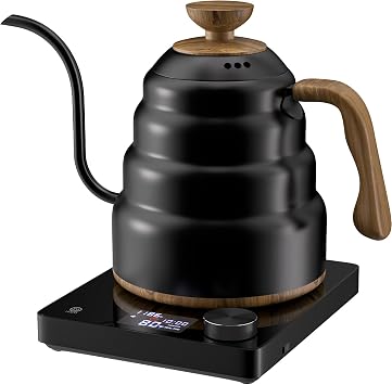 Electric Gooseneck Kettle, 30oz/0.9L Intelligent Temperature Control, Quick Heating, 304 Stainless Steel for Pour Over Coffee, Brew Tea, Boil Hot Water, 1000W Black