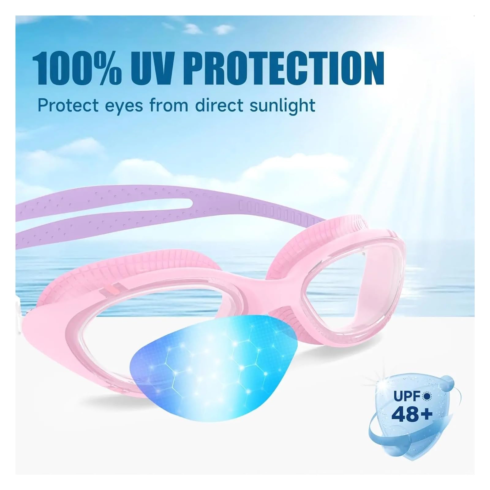 JANSELNOVA Occhialini da nuoto UV antiappannamento for uomo e donna, occhiali piscina con custodia protettiva Occhialini da nuoto